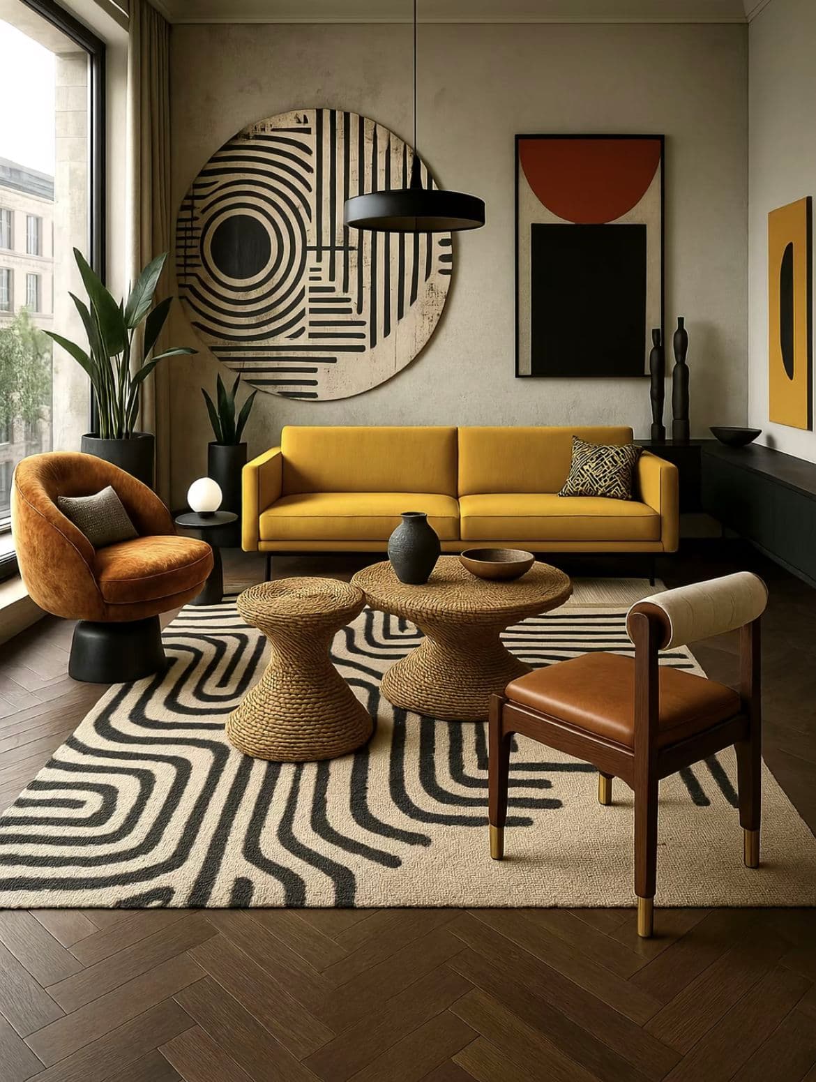 Bold Geometry: Creating a Modern Afro-Contemporary Living Space